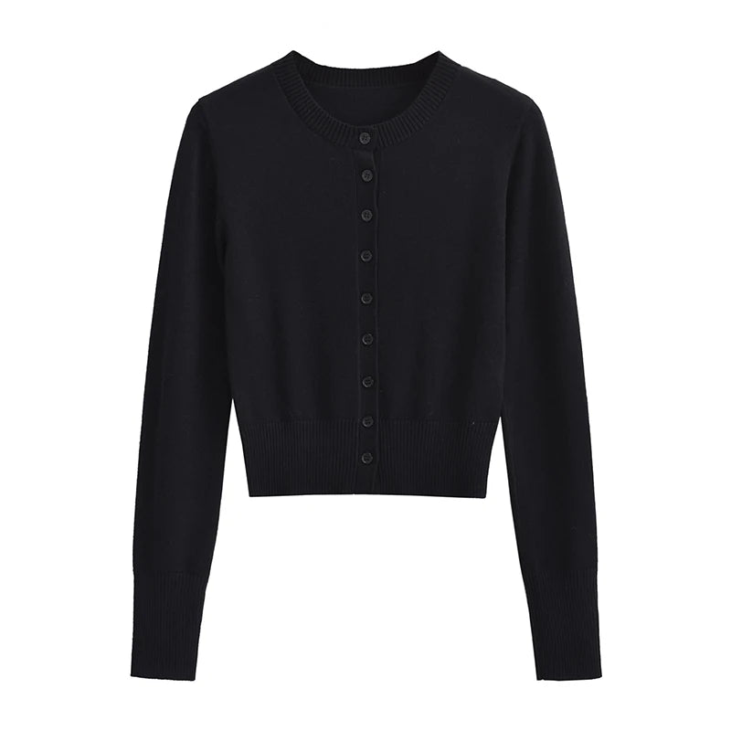 BRUSCRESTCN Korean Crop Cardigan - Größe M Schwarz