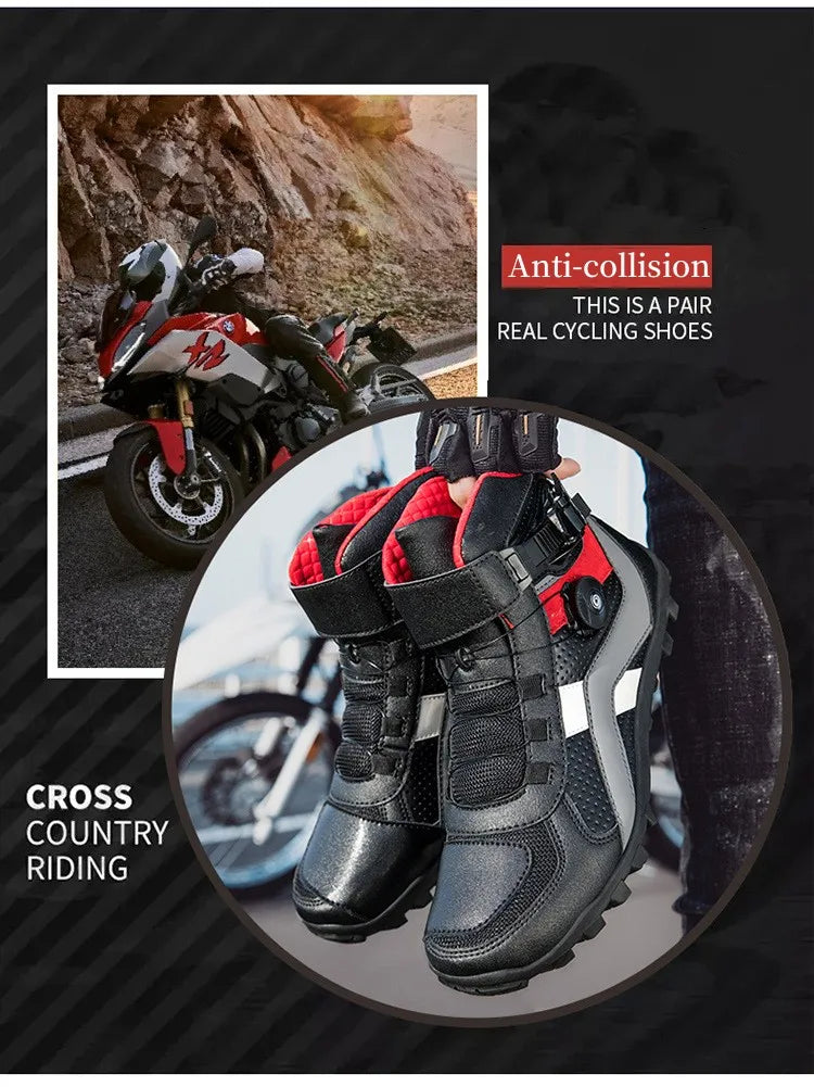 Ghete de motocicletă CN Guangdong cu talpă antiderapantă - Mărimea 39-45 Ghete din piele de vacă