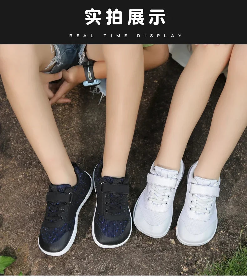Kinder Weite Barfuß Schuhe - Minimalistische Jungen Mädchen Sneaker - Leichtgewicht Rutschfest Kinder Walking Schuhe Casual Skate Flats