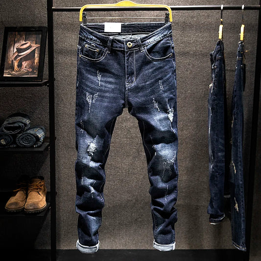 Guangdong Jeans Ripped Slim Fit - Baumwolle Elastisch S-XL