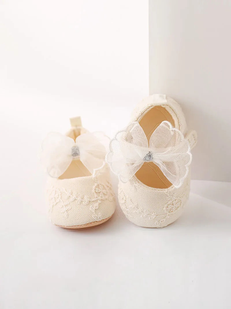 Sommer Baby Lauflernschuhe 2025 - 0-18M Mädchen Bestickte Mesh Schuhe - Kleinkind Schleife Weiche Sohle Stoffschuhe
