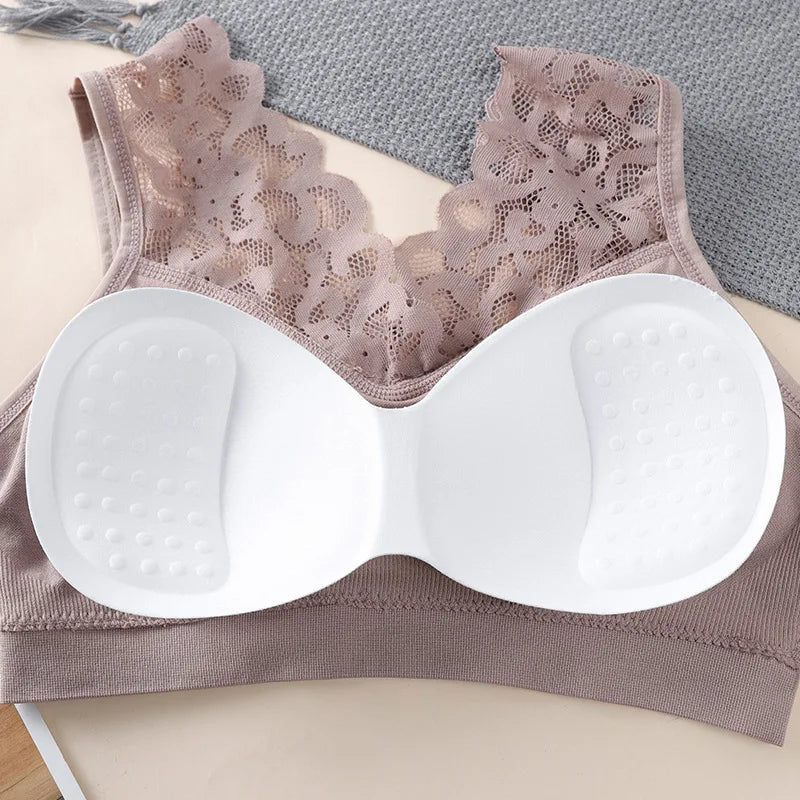 elegant Lace Bra Top Women Push Up Wireless Women Padded Bralette Underwear Lingerie Sports Bra Female Crop Tops