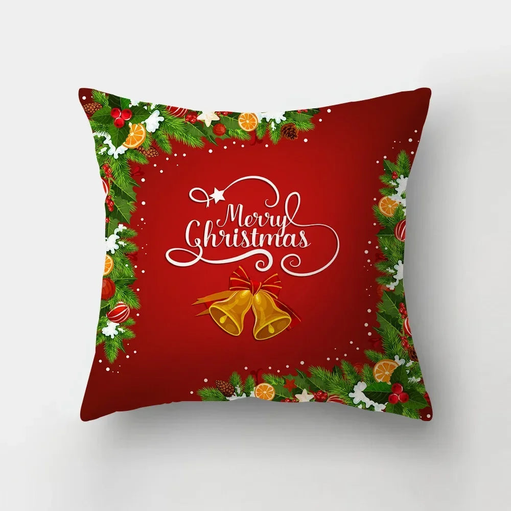 Christmas red theme throw pillow cover with short plush print living room sofa decoration cushion cover pillow covers decorative