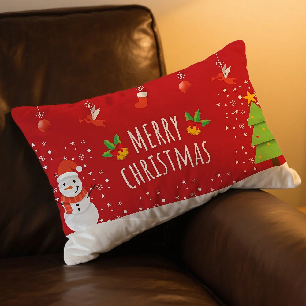 Happy Merry Christmas cushion cover Rectangle Pillow Case Printing Bedside Sofa Room Home Decoration Pillowcase