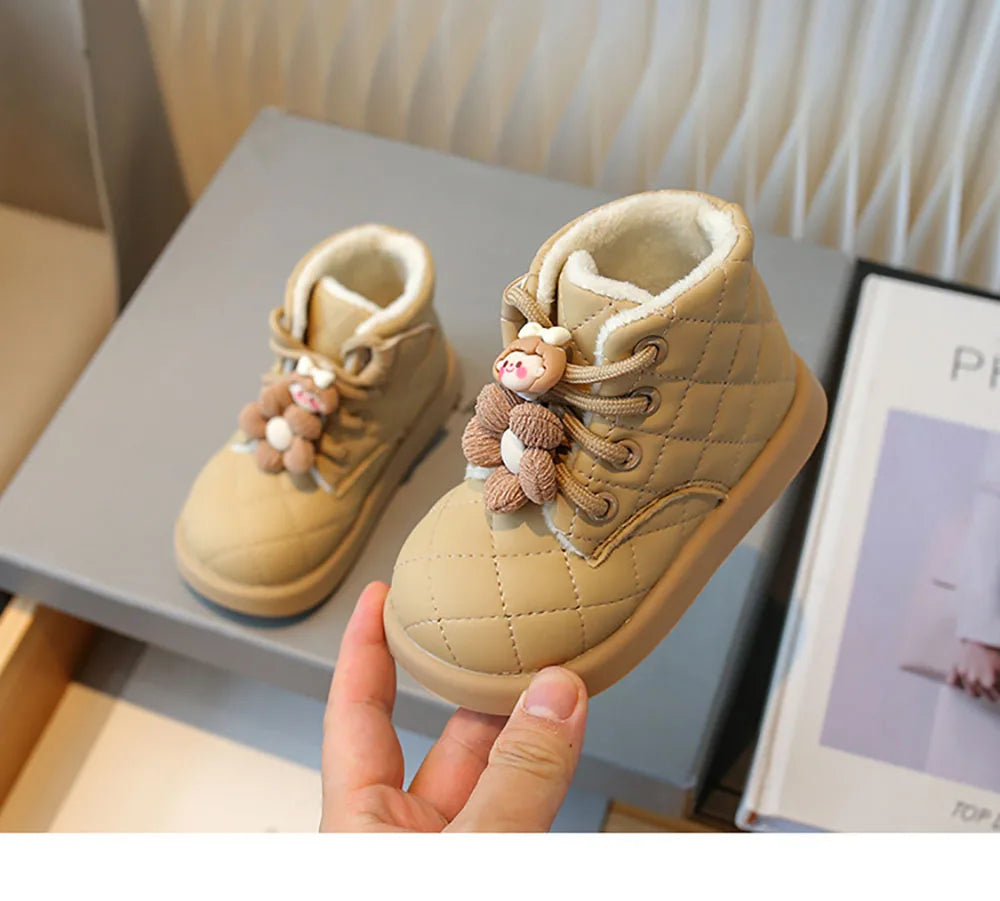 Winter Schneeschuhe für kleine Mädchen Trend Mode niedlichen karierten Mädchen Schneeschuhe Kunst pelz Baumwolle Schuhe Plüsch Mode Stiefel