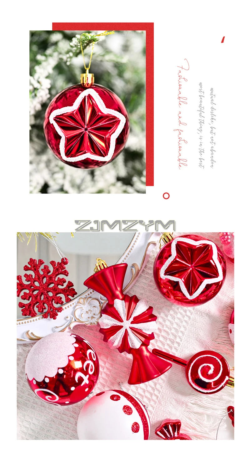 LA9682 Weihnachtsbaumschmuck - Bruchfest, 78 Stück, Rot Weiß