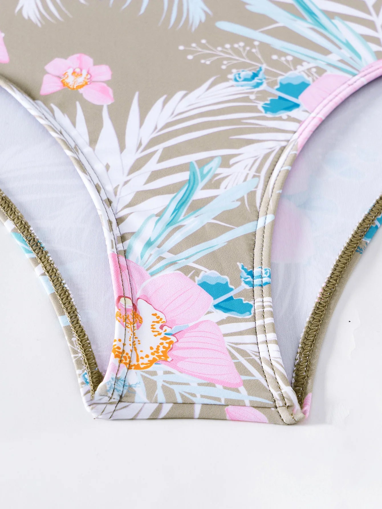Sommer Print Schwimmanzüge: ASKATE Verbesserte Unterstützung Wire-Free Support Nylon Spandex - Dreiteilig High Waist Strand Wear Floraler Print