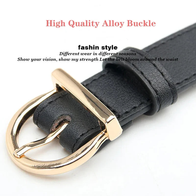 Women's Belt Fashion Pin Buckle Thin Belt Genuine Luxury Soft Belt Women With Cargo Pants Jeans Windproof Belt Pu Leather Belt