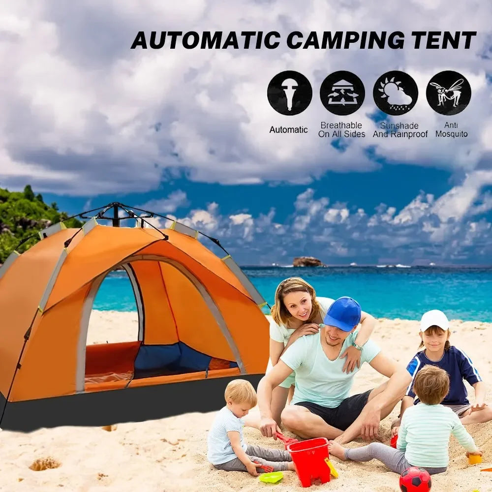 One-click automatic camping tent, double, waterproof roof, double door, outdoor, 2-3