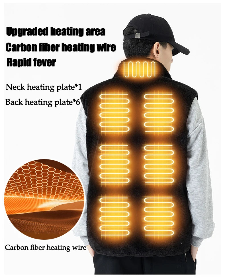 Ippolich 9-Zonen Smart-Heizjacke - Korallenfleece USB M-XL