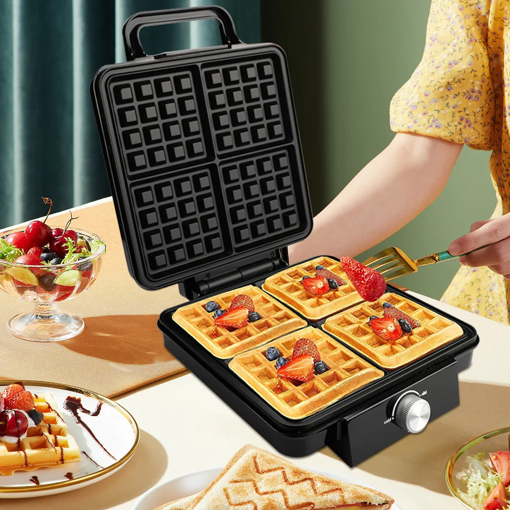 Mini Waffle Maker 1500W Kitchen Cooking Appliance 220V Electric Nonstick Waffle Making Machine for Kids Breakfast Dessert Pot