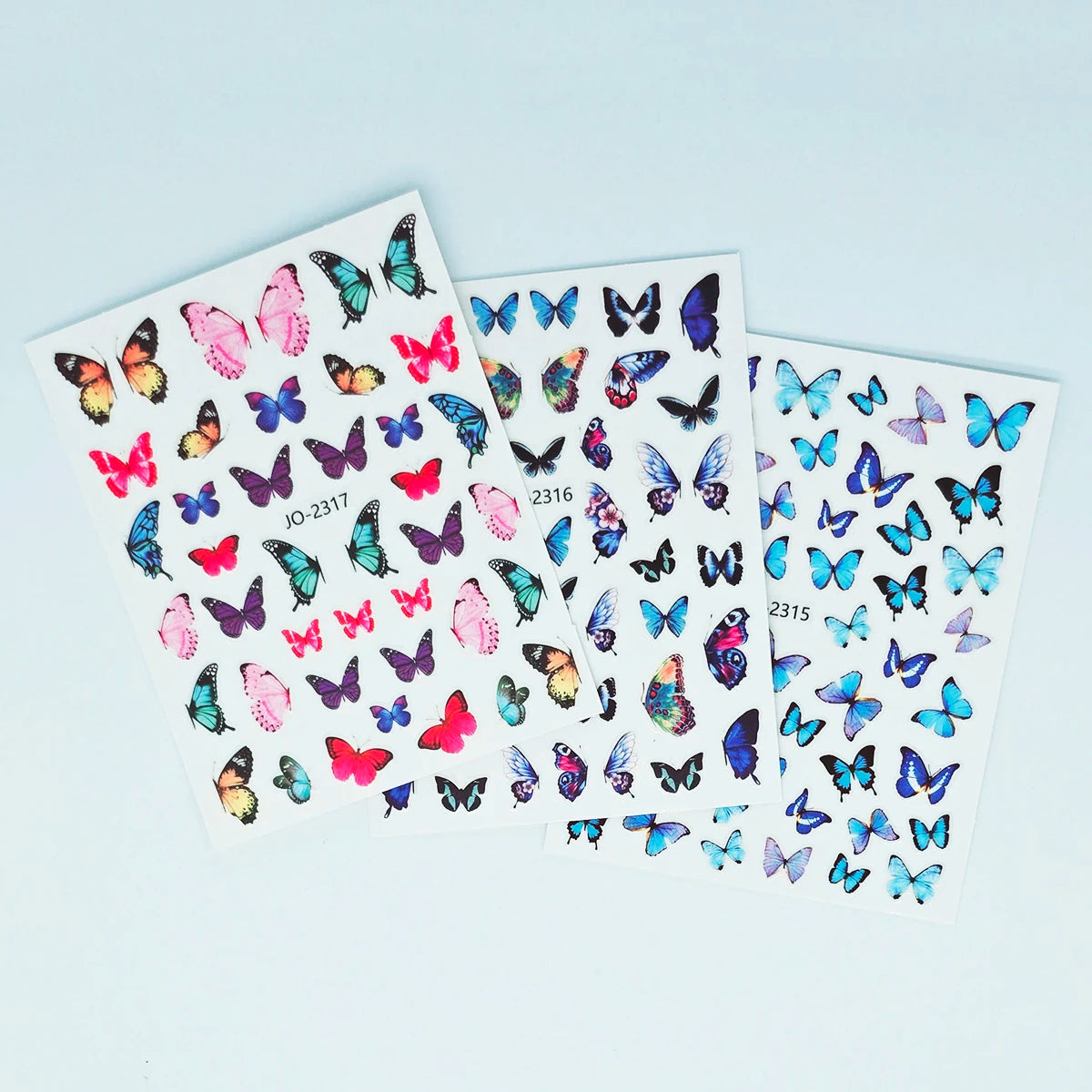 Choice ZH-Q0661 Schmetterling Nail Art - 3 Blatt 7.2x9.1cm