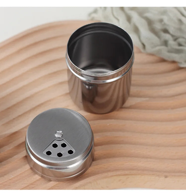 Multi-purpose Stainless Steel Seasoning Jar Toothpick Holder Salt Sugar Bottle Rotating Cover Spice Pepper Shaker Kitchen Gadget