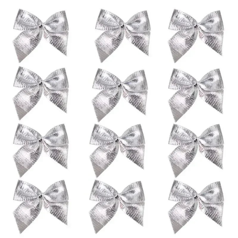 Choice 240/12PCS Mini Schleifen Anhänger Rot Gold - Größe 4 cm Kunststoff