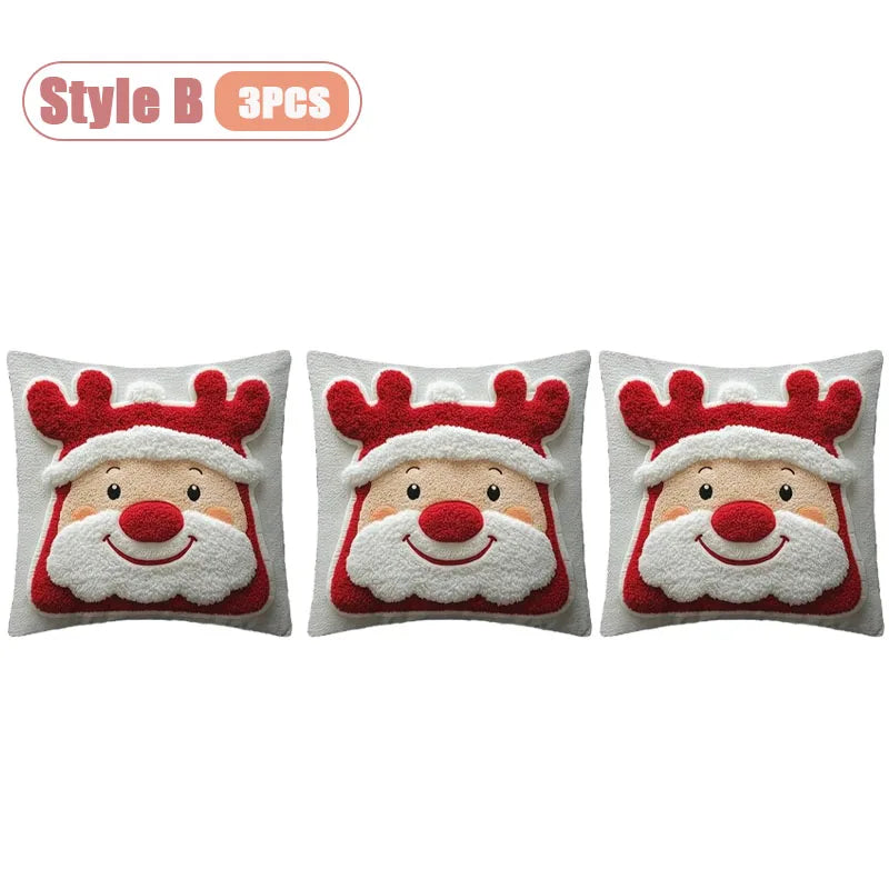 Christmas Pillow Cover Snowman and Reindeer Digital Print Sofa Cushion for Home Office and Living Room Festive Decoration