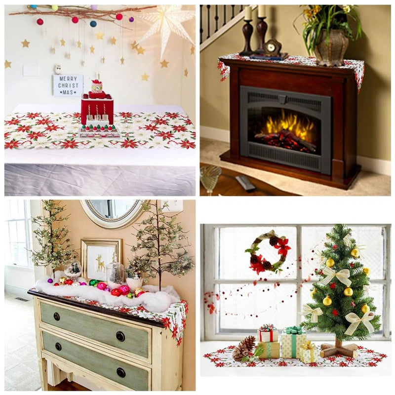 Neutral Table Decorations For Christmas Holly Luxury X Table Embroidered Inch Runner Table Christmas 70 15 Water Tablecloth