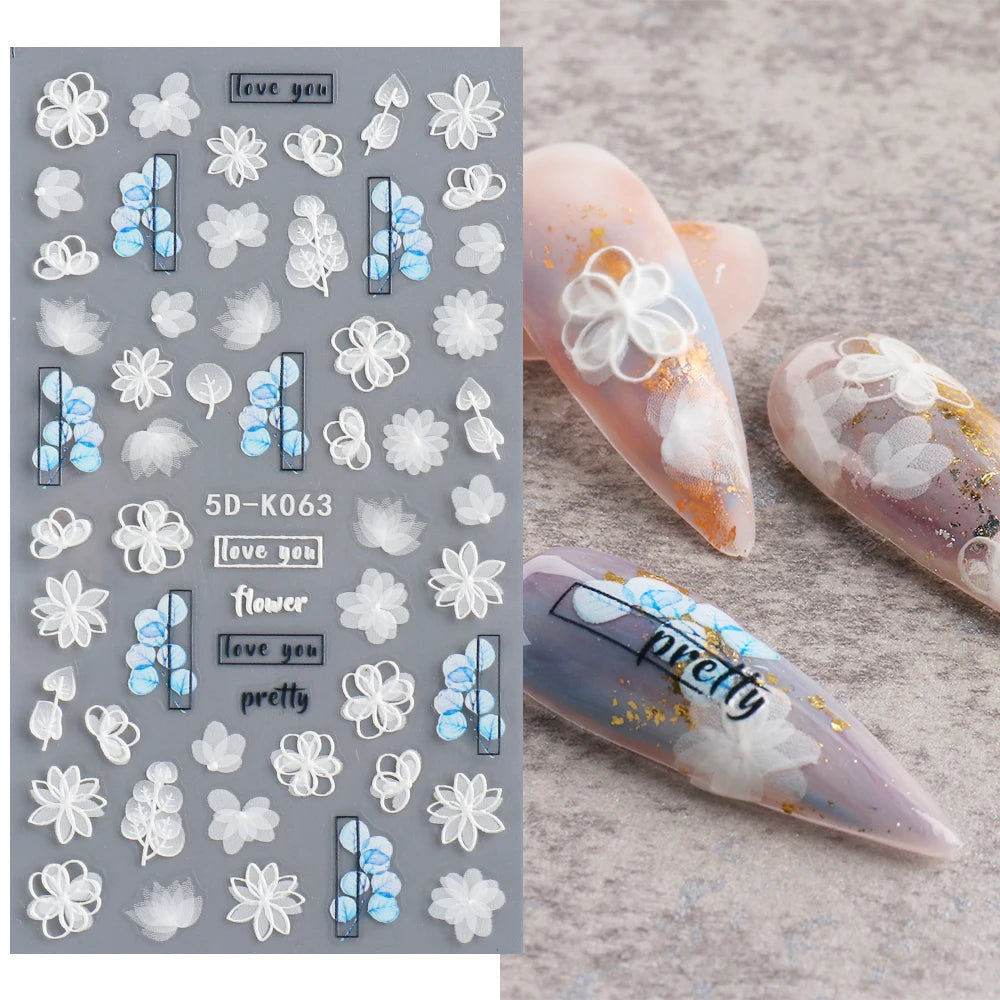 GL5D-K256 5D Sonnenblumen Nagelsticker - Herbstdesign Prägung