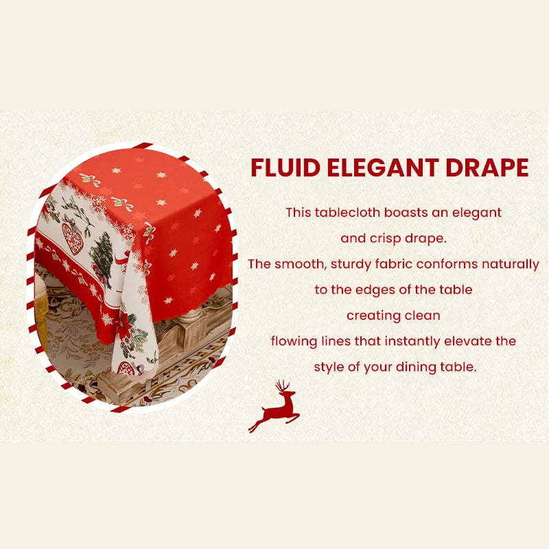 Christmas Rectangle Tablecloth Winter Waterproof Damask Floral Decorative Table Cloths Table Covers For Dinner Parties Holiday