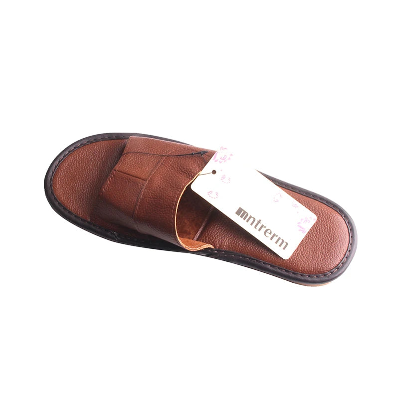Neue Leder Hausschuhe Männer Heim Einrichtung Innen Boden Klassisch Schuhe Casual Slides Leder Sandalias Zapatos Hombre