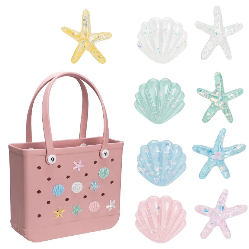 Beach Charms Bogg Bag Accessories EVA Rubber Handbag Fashion Waterproof Women Basket Pins Shell Buckles Badge Jelly Sac Bogg Bag