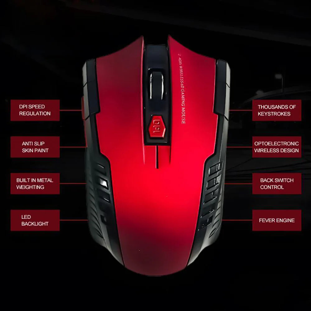 2.4G Wireless Maus USB-Empfänger 6 Tasten Professionelle Optische Wireless Maus USB Rechts Scroll-Maus für Laptop PC Gamer