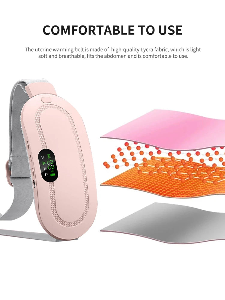 Rechargeable Heating Waist Belt with Digital Display - Vibrating Massager for Period Pain Relief & Women's Menstrual Care