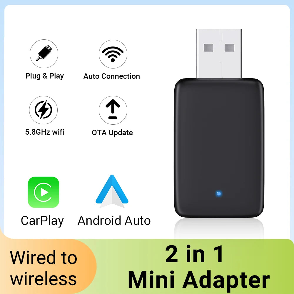 AutoLink 2in1 CarPlay Adapter - USB 5V Bluetooth Mini