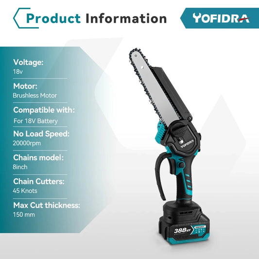 YOFIDRA Kettensäge Bürstenlose - 18V 15000mAh 20,3 cm by Golden Bridge Store