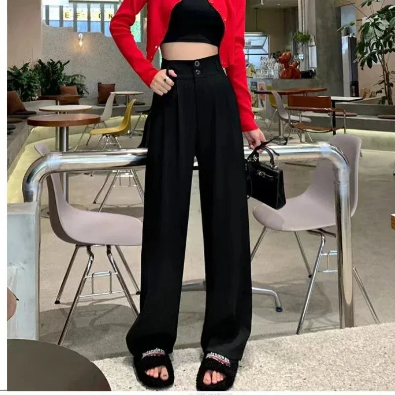 Elegante Hose Koreanischer Stil - Weite Beinlänge Schwarz