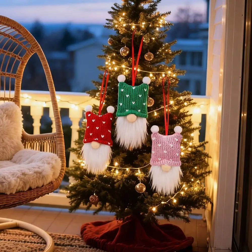 3/6Pcs Kreative Weihnachtsdekoration Anhänger Gesichtslose Puppe Plüsch Zwerge Hängen Weihnachtsbaum Anhänger Einfach Zu Hängen