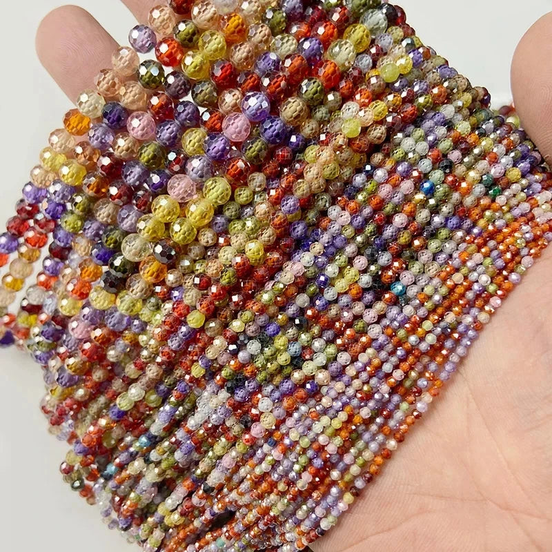 Mărgele de zirconiu Vinswet fațetate - 2-4 mm, 36-38 cm, 3-10 g