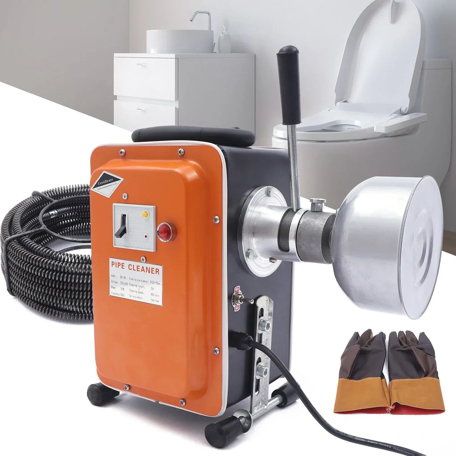 RohrPro Abflussreiniger IP44 Wasserschutz - Durchmesser 20-110 mm, 750W by Golden Bridge Store