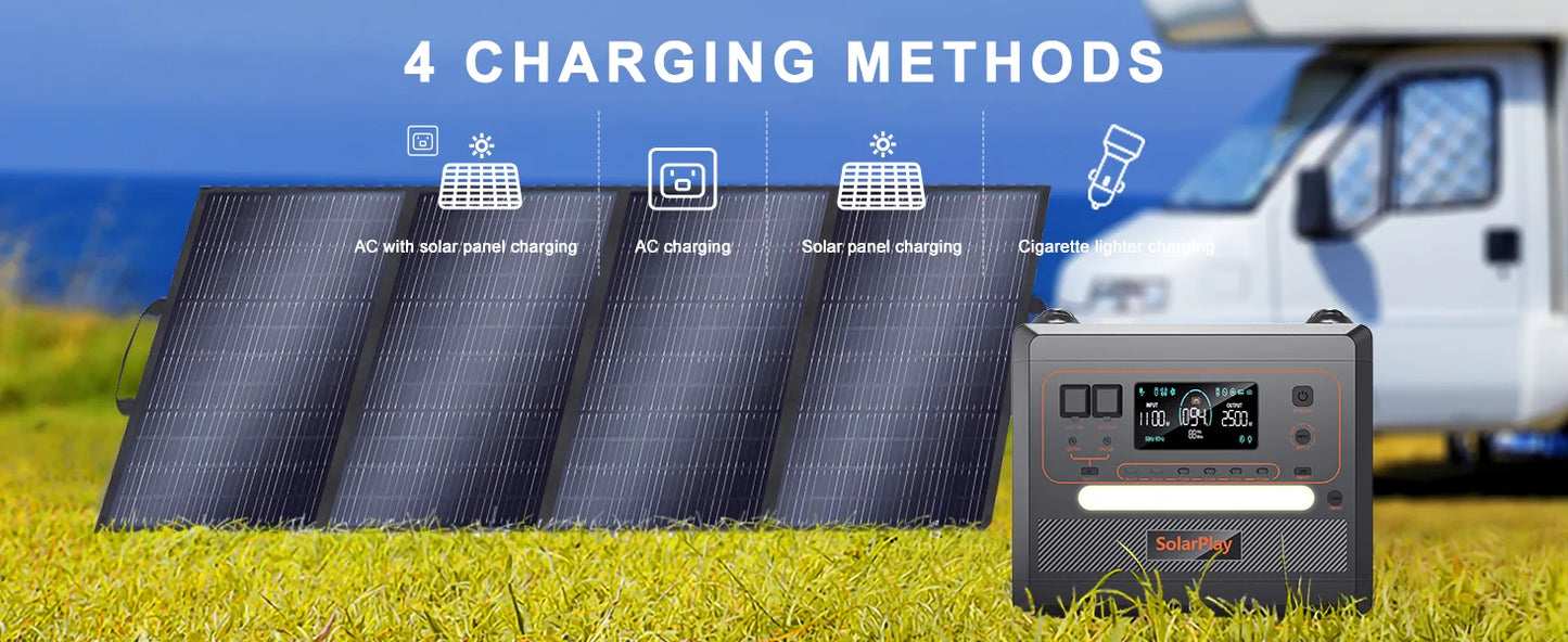 SOLARPLAY Semi-solid State Power Station 2500W 2400W Camping Supplies LiFePO4 Home Battery Portable Power Bank Generator US EU
