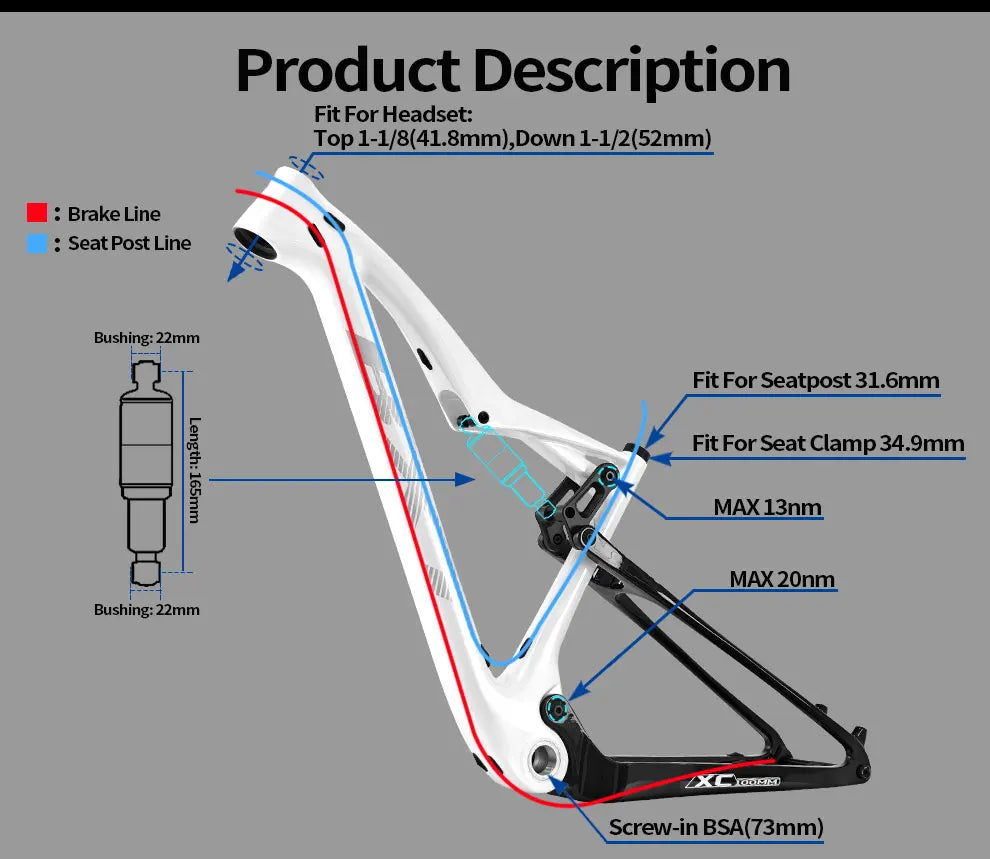BXT 29er Carbon Full Suspension Rahmen - Boost 148x12 100mm