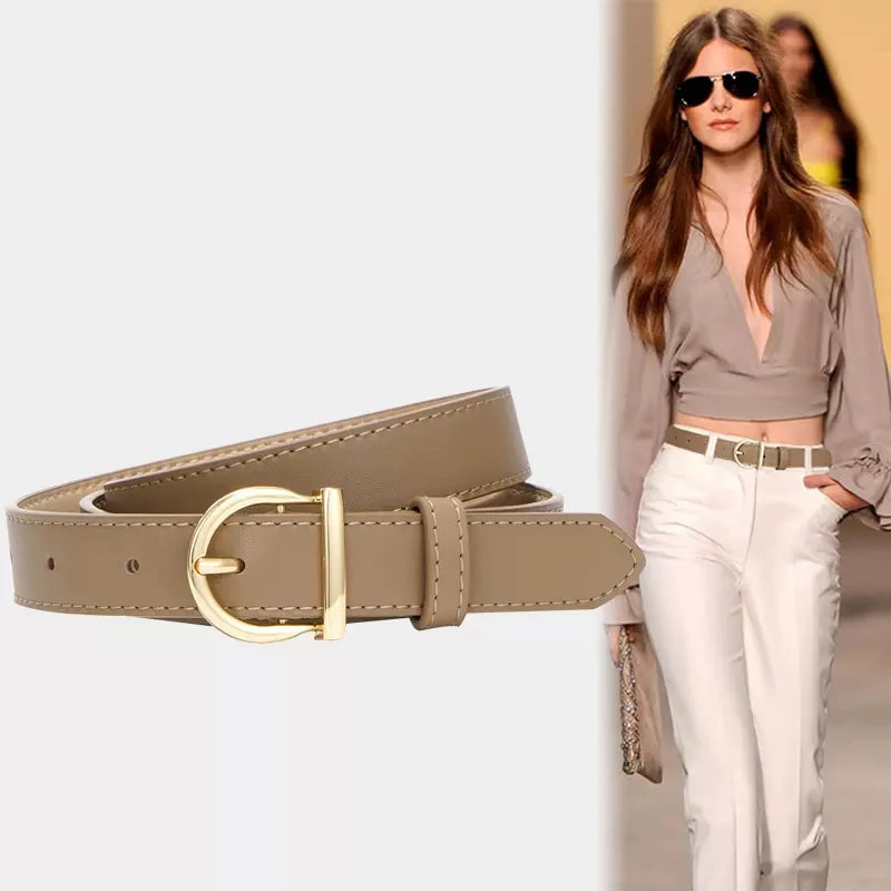 Leather Women Belts New PU Simple Metal Buckle Belt Girls Dress Jean Pants Waistband Belts for Lady Luxury Designer Brand 2023