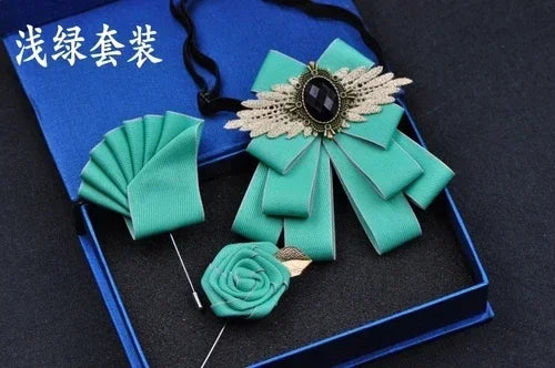 British Stlye Fabric Rhinestone Bow Ties Bridal Groom Bridesman Bowtie Wedding Tie Pocket Square Set Gift for Men Accessories