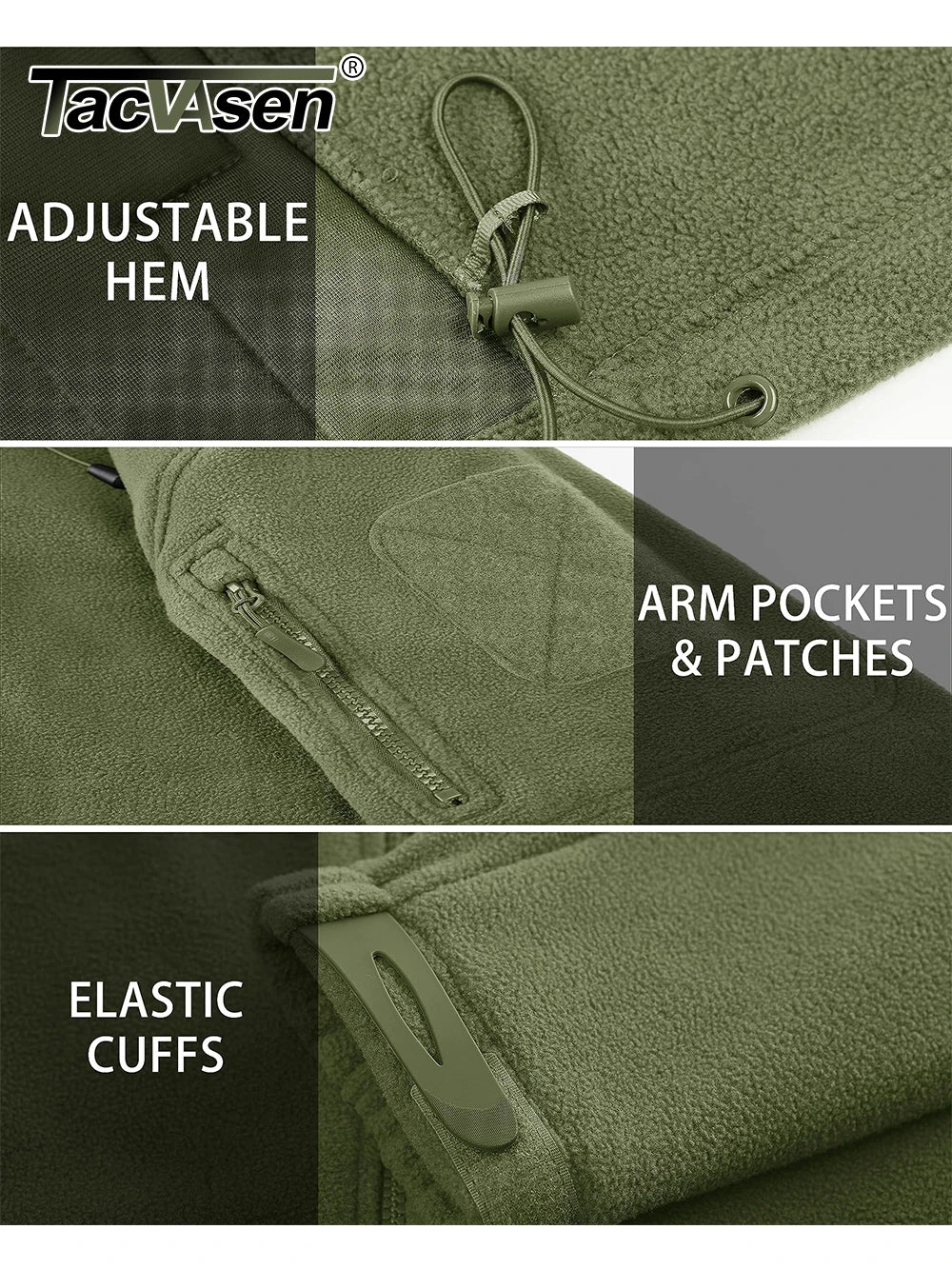 Tacvasen Kapuzen-Fleecejacke - winddicht, warm, Gr. S-XXL