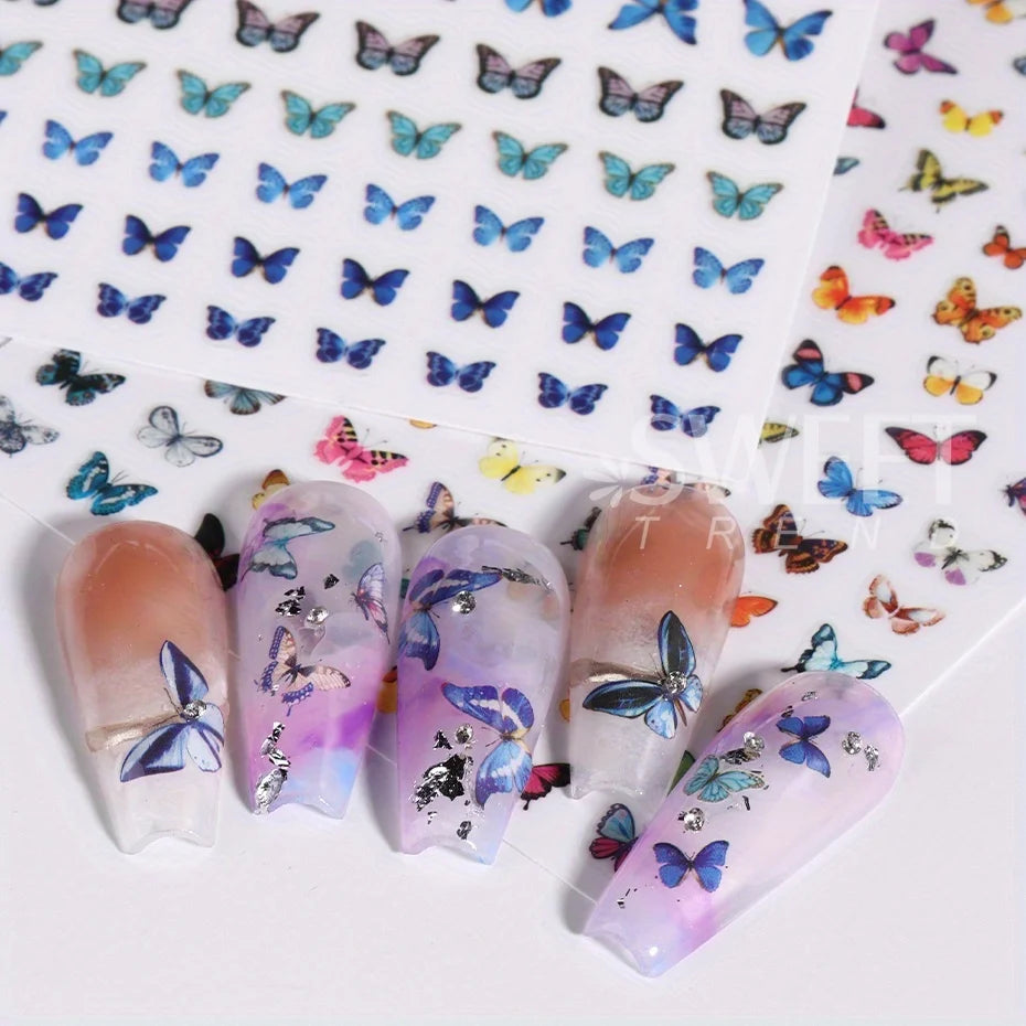 Nagel-Sticker 2025: 3pcs Luminous-Butterfly Glow-Dark - Manicure Art Collection