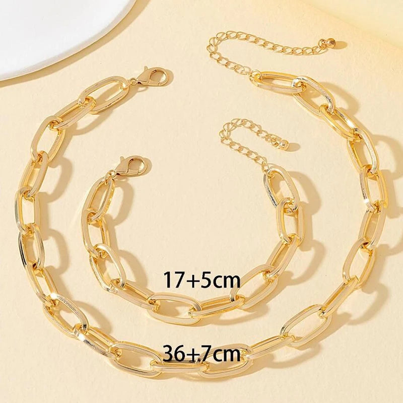 ObegaChoice Goldene Link Kette Punk - Kupfer Metall 50cm