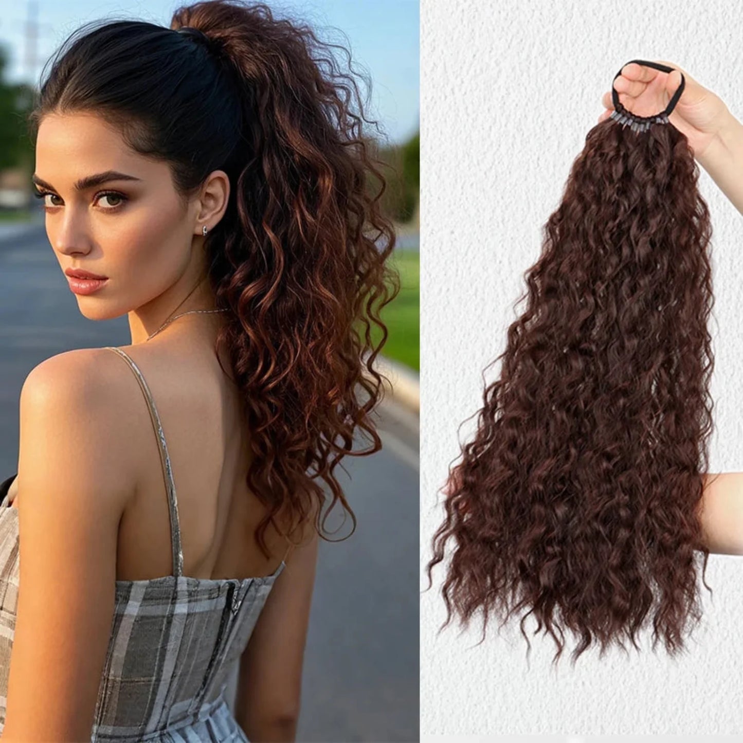 Synthetic long curly ponytail with elastic hair rope – daily & party hair extension