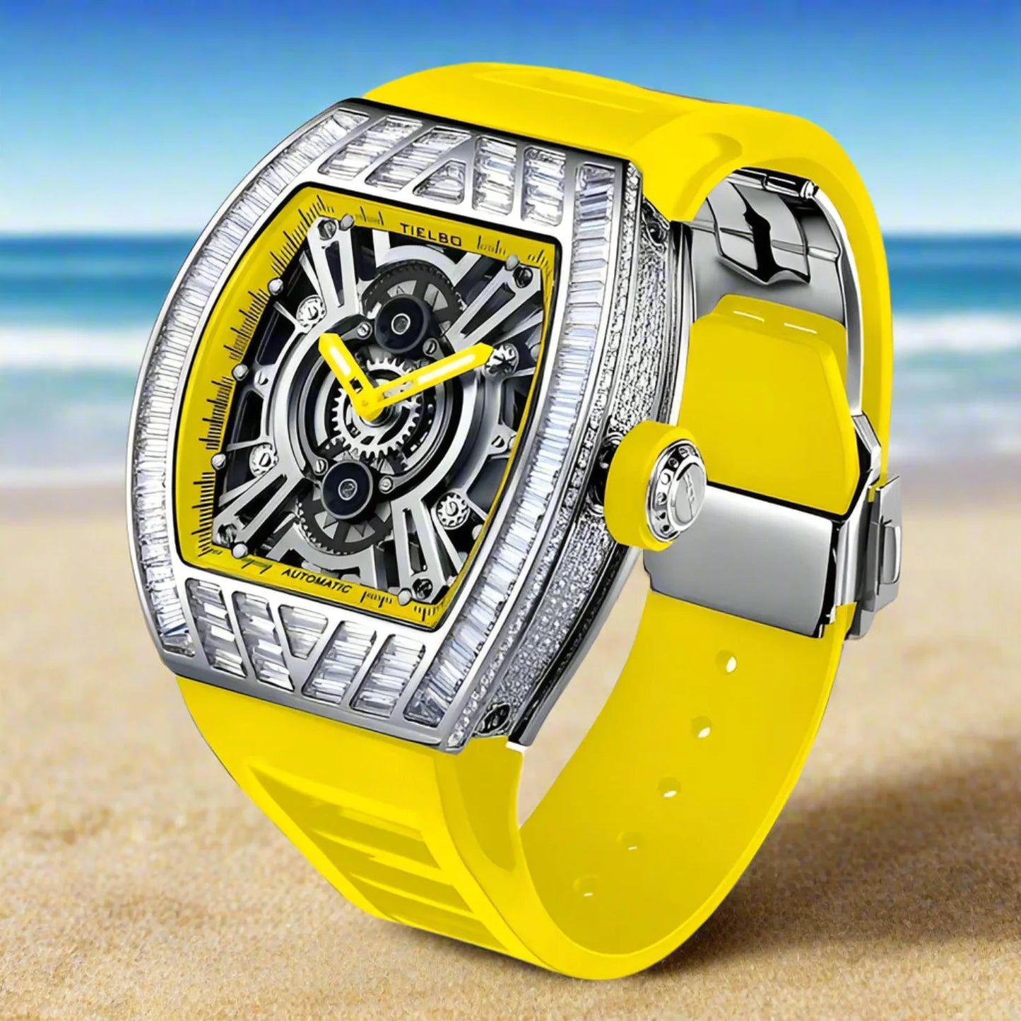 TIELBO sapphire luminous hands crystal hollow design mechanical watch