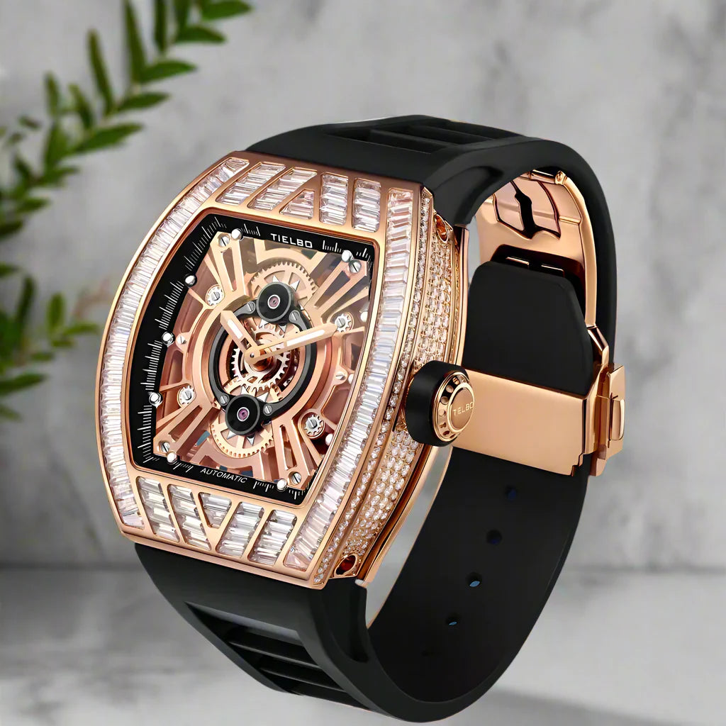 TIELBO sapphire luminous hands crystal hollow design mechanical watch