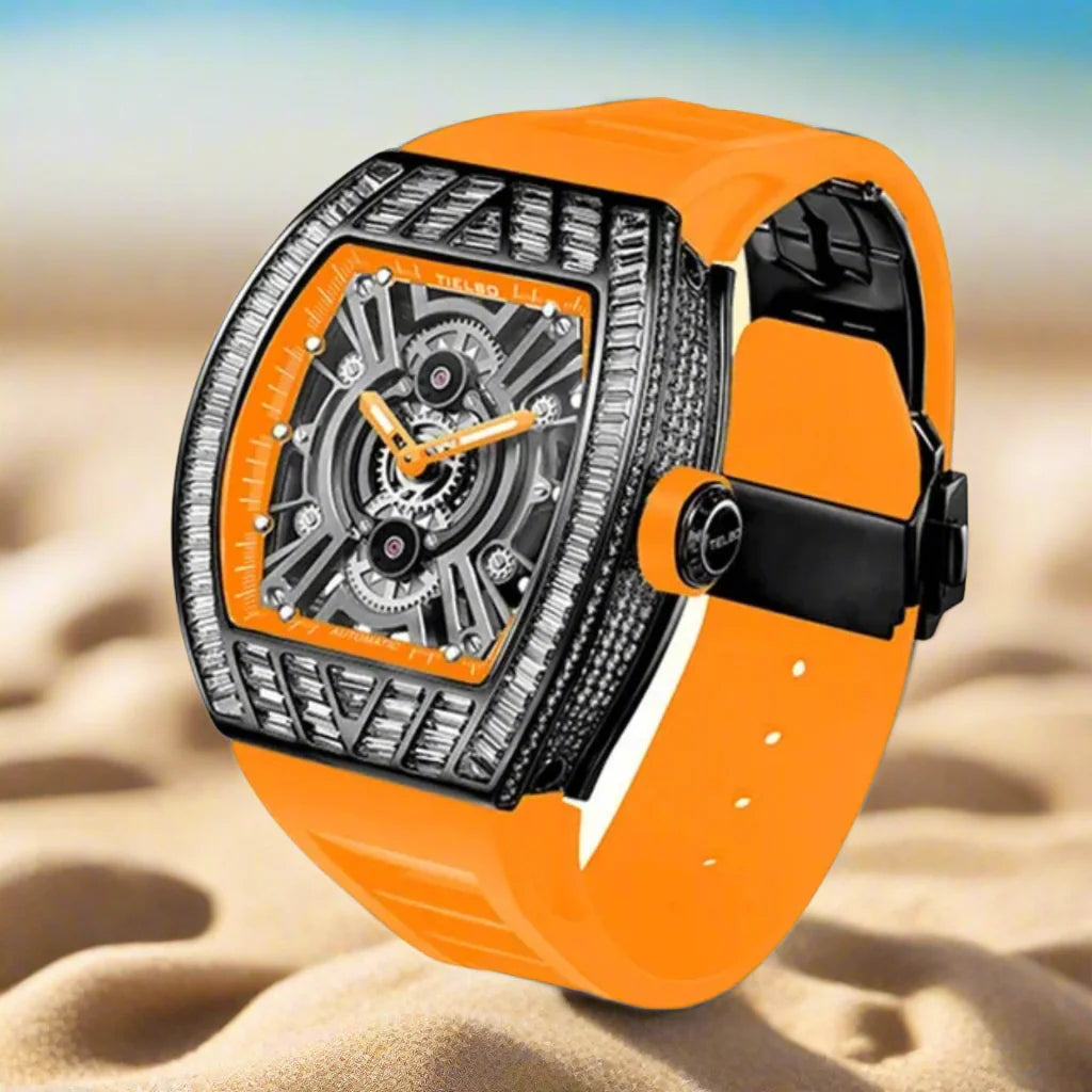 TIELBO sapphire luminous hands crystal hollow design mechanical watch