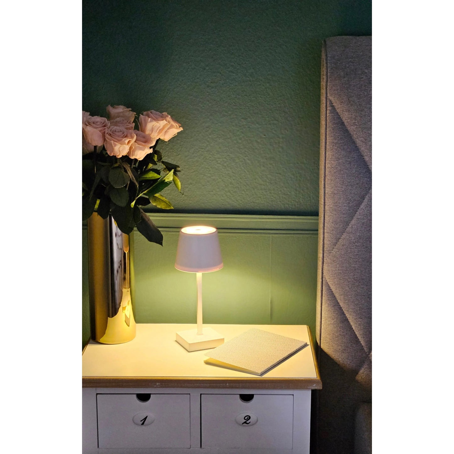 Lumina Tischleuchte Touch Dimmbare LED Kabellos - Kapazität 3xAAA, Größe 26 cm