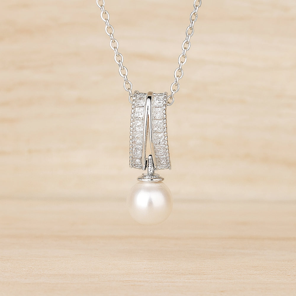 SilberGlanz GlitterPearls Filigran Schmuckset - 45 Cm Kette 925 Silber