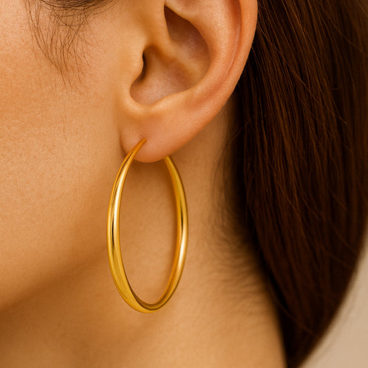 Cercei din argint 925, cercei rotunzi placați cu aur, diferite mărimi