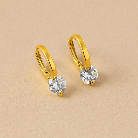 Cercei din argint 925, cu o piatră de cristal transparentă, 1 cm