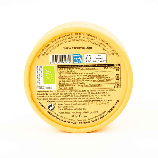 VIVA LA VIDA Flor De Sal Orange Chili Flavoured - Capacitate 100 g, Dimensiuni 7x7x9 cm