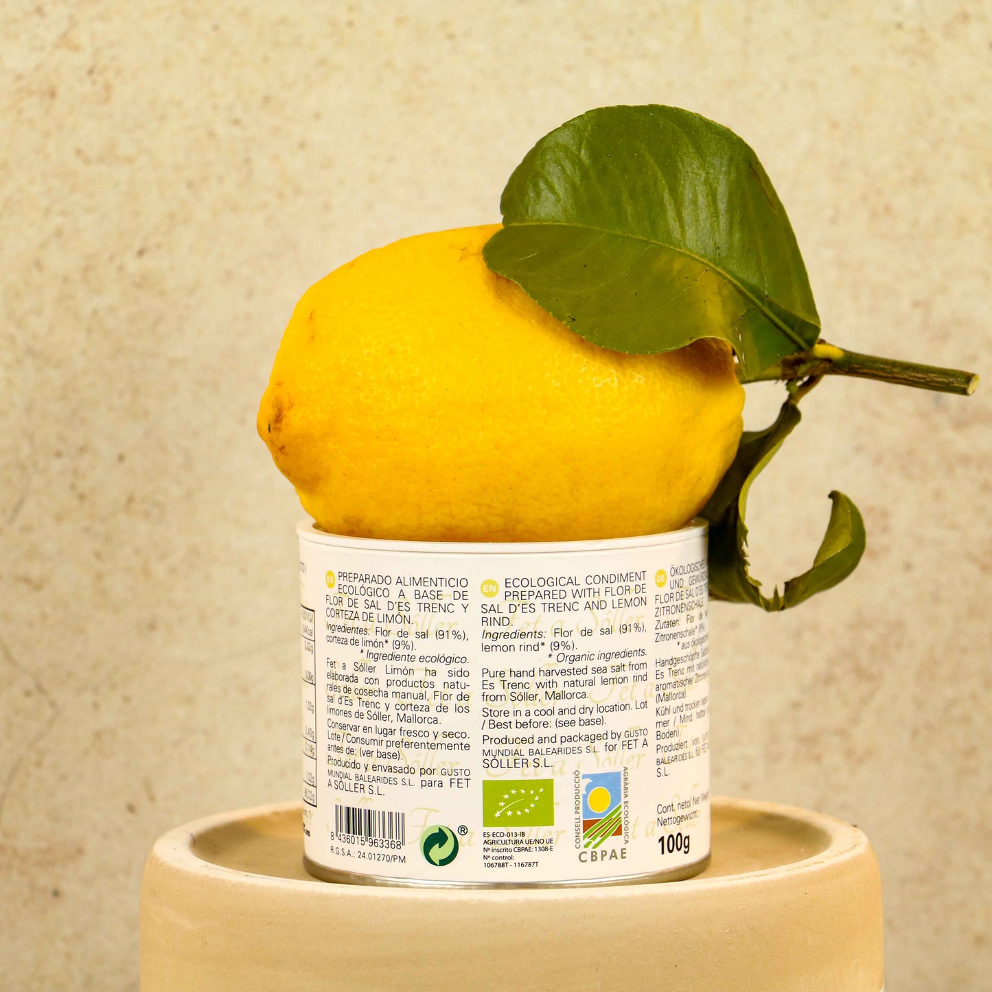 VIVA LA VIDA Sare de lămâie din Mallorca Floare de sare topită - 100g aromă de lămâie Valea Sóller