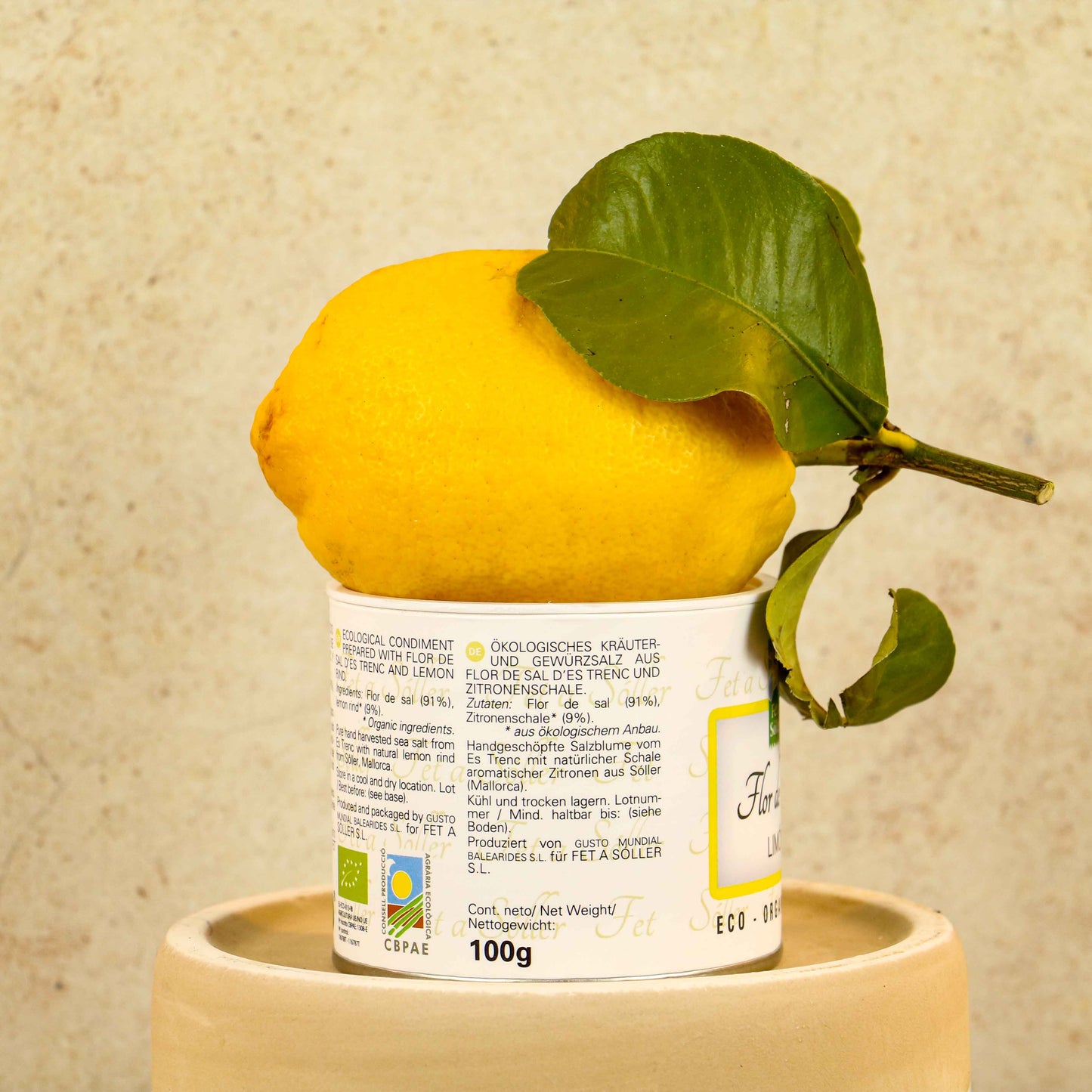 VIVA LA VIDA Sare de lămâie din Mallorca Floare de sare topită - 100g aromă de lămâie Valea Sóller